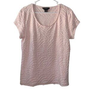 Liz Claiborne Career Pink Textured Short Sleeve Top XL Polyester/Rayon Blend